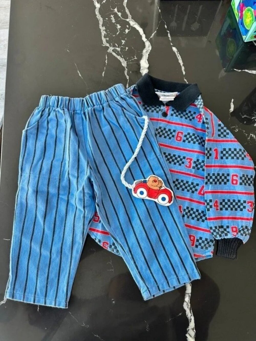 Vintage Cache Cache Racing Outfit 2 Piece Set 24M